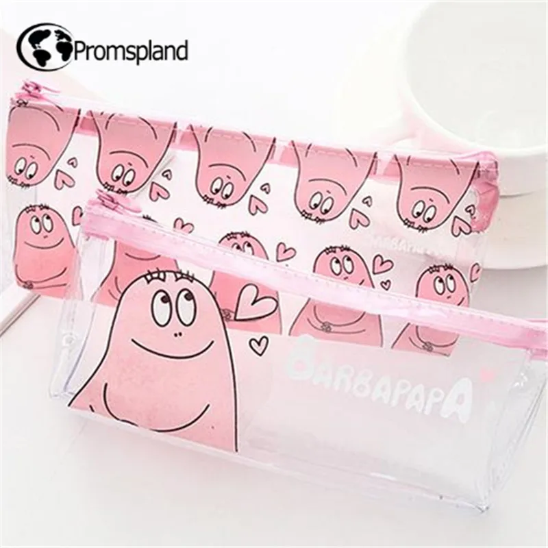 40 шт. чехол для карандашей Les Barbapapa ПУ сумка ручек прозрачная канцелярская с