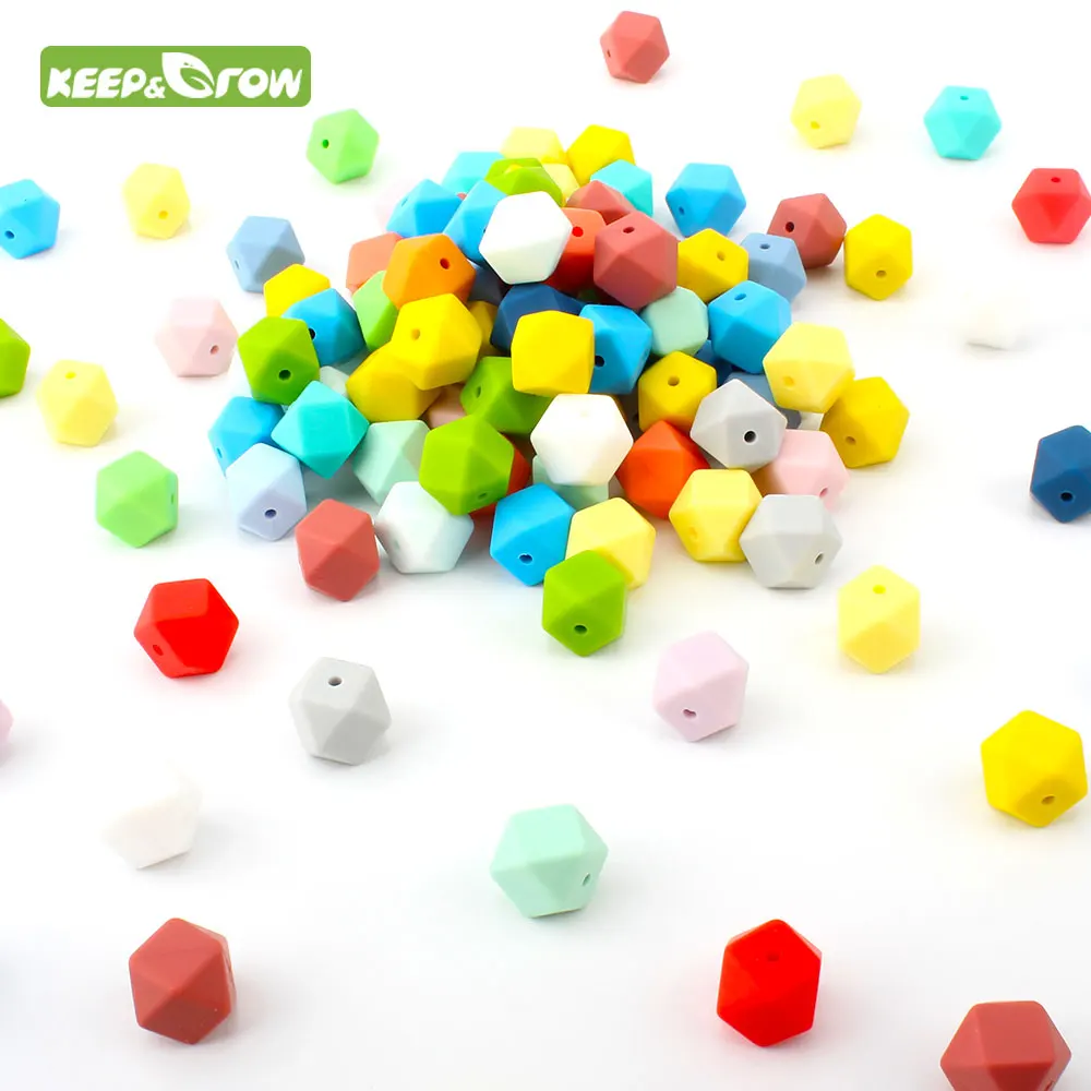 KEEP &amp GROW 60 шт. шестигранные силиконовые бусины 14 мм для ожерелья детский продукт