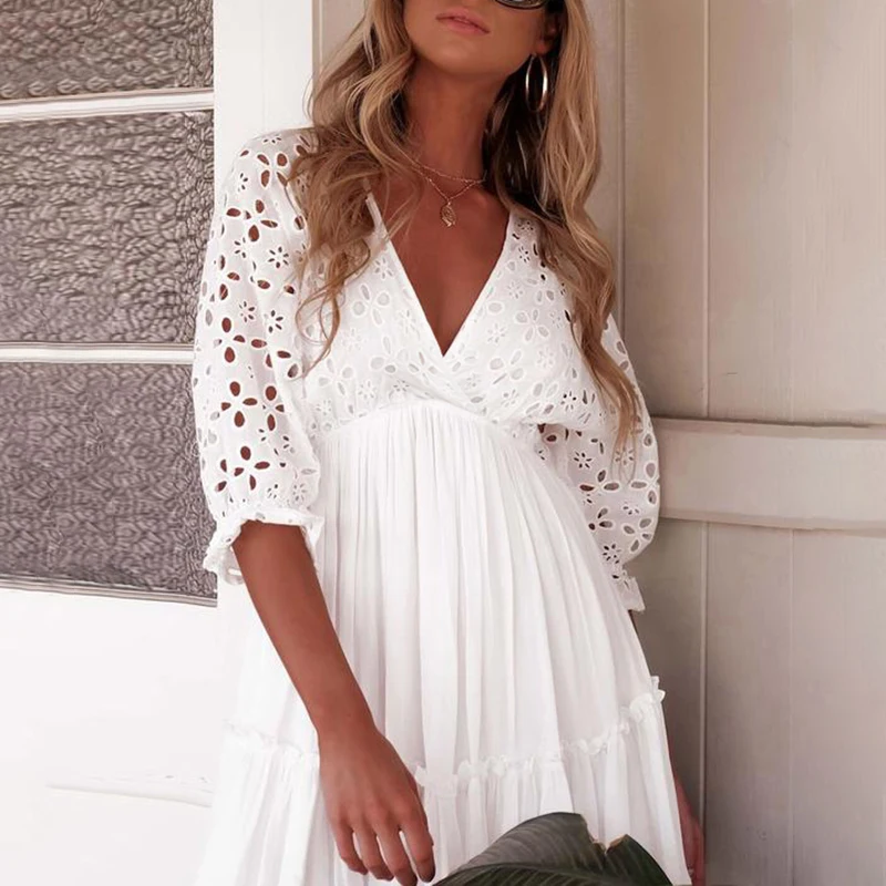 In X вышивка сексуальное пляжное платье женское лето 2019 cover up Ruffle купальник