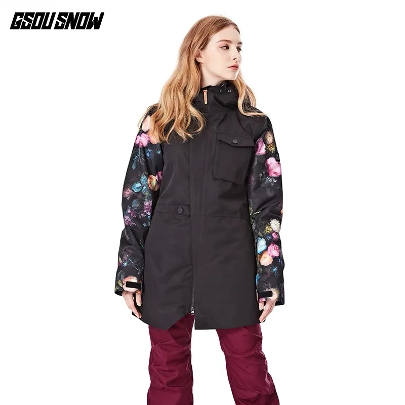 GSOU зимняя новая лыжная куртка женская анти-пиллинг для сноубординга
