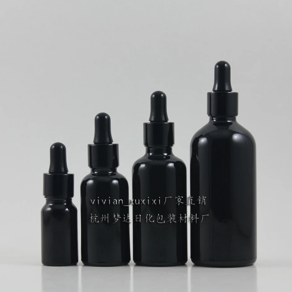 100ml shiny black dropper glass bottle with black dropper cap,dropper container,essential oil bottle,cosmetic container