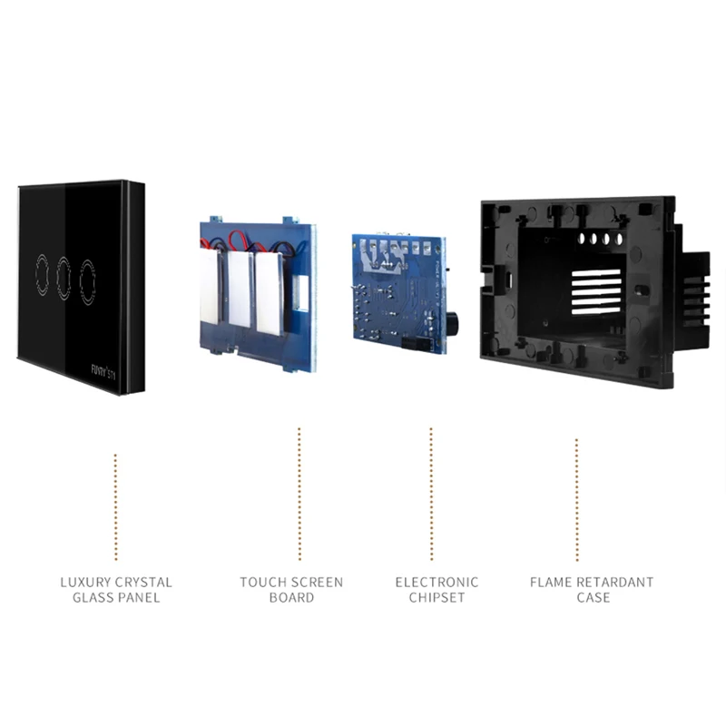 Funry Сенсор сенсорный выключатель st1 3 Gang США Стандартный Стекло 110-240 В свет