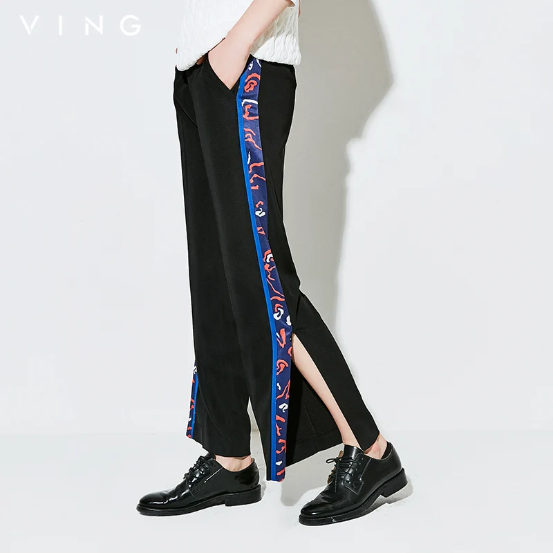 Винг Лето Для женщин китайские печатные широкие штанины Мода 2017 г. Новый