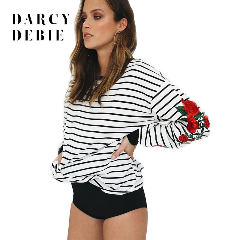 Darcydebie 2018 осень зима Для женщин Повседневное Мода O шеи цветочной вышивкой в