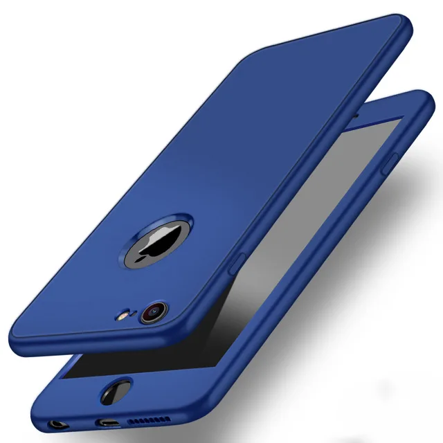 Модный чехол с полной защитой 360, мягкий чехол для iPhone 5, 5S, 6, 7, 8, 6S Plus X, противоударный бампер, чехол для iPhone 5SE - Цвет: Deep Blue
