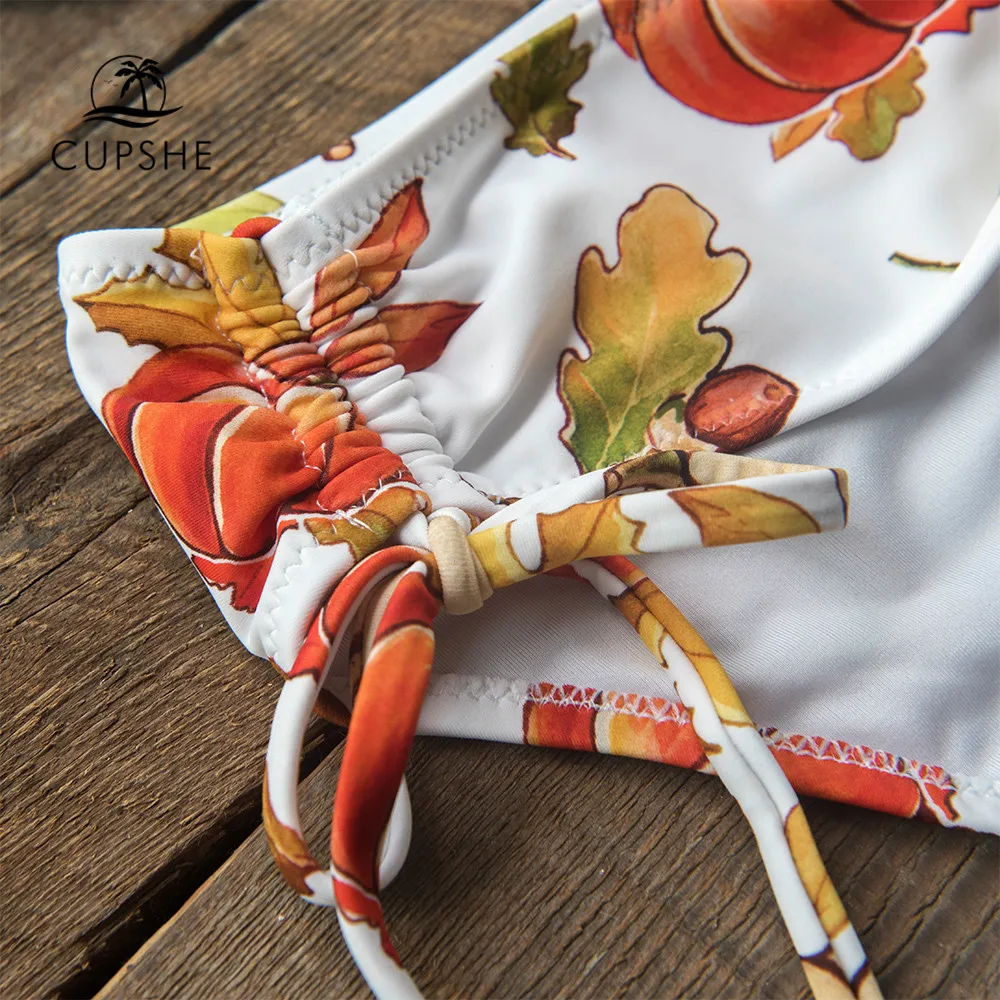 CUPSHE зеленая полоса и тыква средняя посадка бикини наборы майка купальник из двух