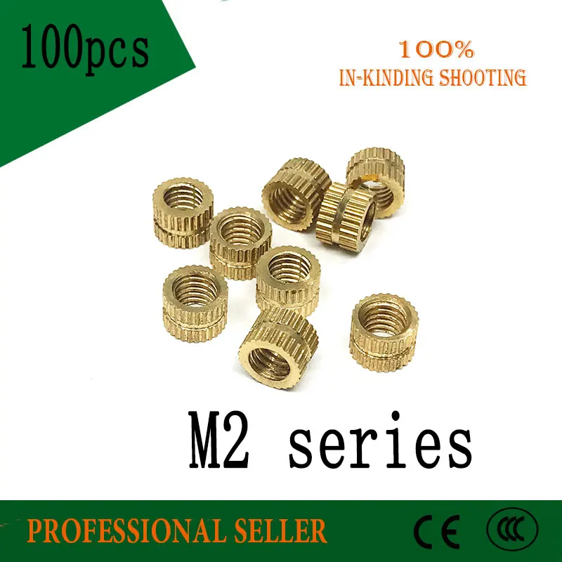 

100pc M2*3.5*3/4/5/6 mm OD 3.2mm brass copper insert mut embedded copper knurled nut Injection molding machine nut Embedded part