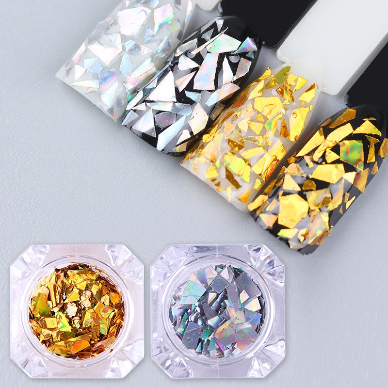 BORN PRETTY Блестки для лазерного маникюра Золотые Серебряные Блестящие Дизайн