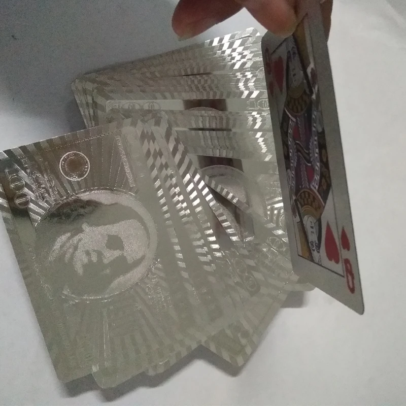 Высокое качество серебряные пластиковые карты Pokers ПВХ водонепроницаемые
