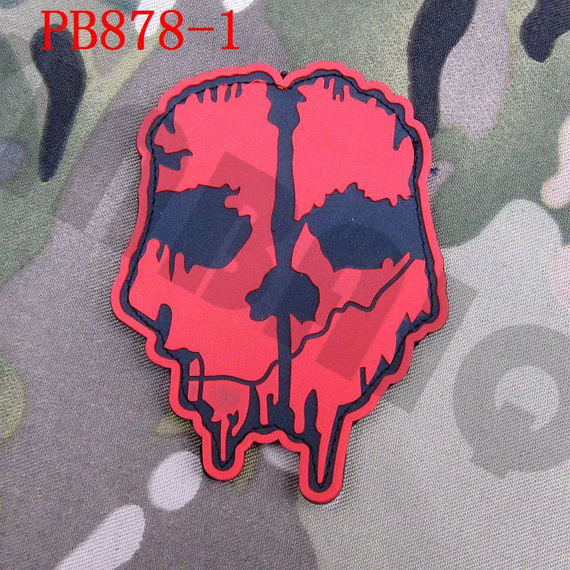 PB878 Red 3D ПВХ патч призраки моральная, военная Резиновый патч - Цвет: PB878 Red