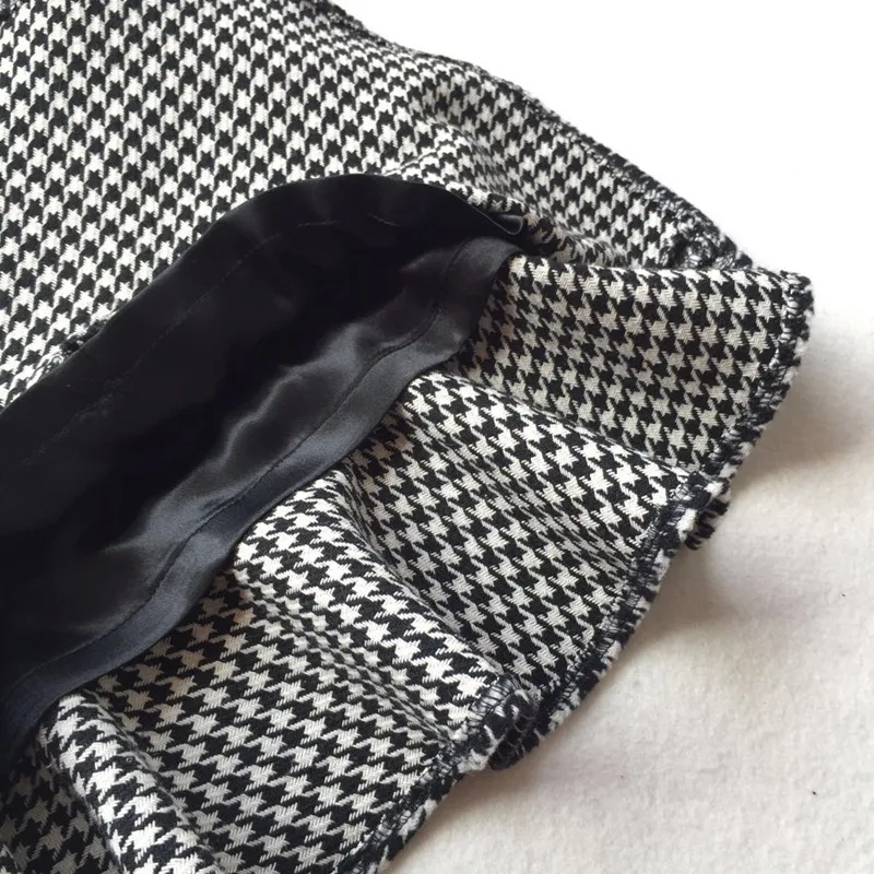 

Women Woolen Skirts 2020 Fashion Winter New Retro Houndstooth Mermaid Skirt Trumpet High Waist Ruffles mini skirt