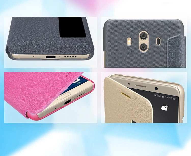 СПС huawei Коврики 10 случае чехол NILLKIN Sparkle откидная крышка кожаный с окном