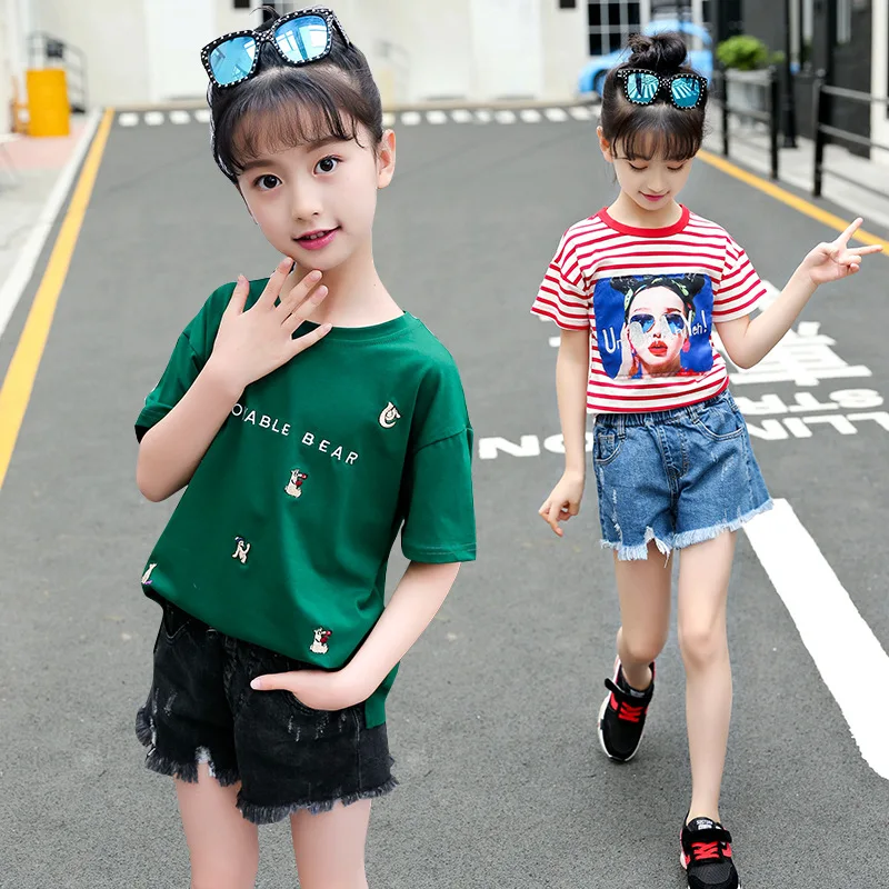 

Summer Girls Shorts Kids Girls Cute Hole Jeans Shorts Short Pants Pocket Denim Shorts Baby Jeans Children Clothes 6-10Y