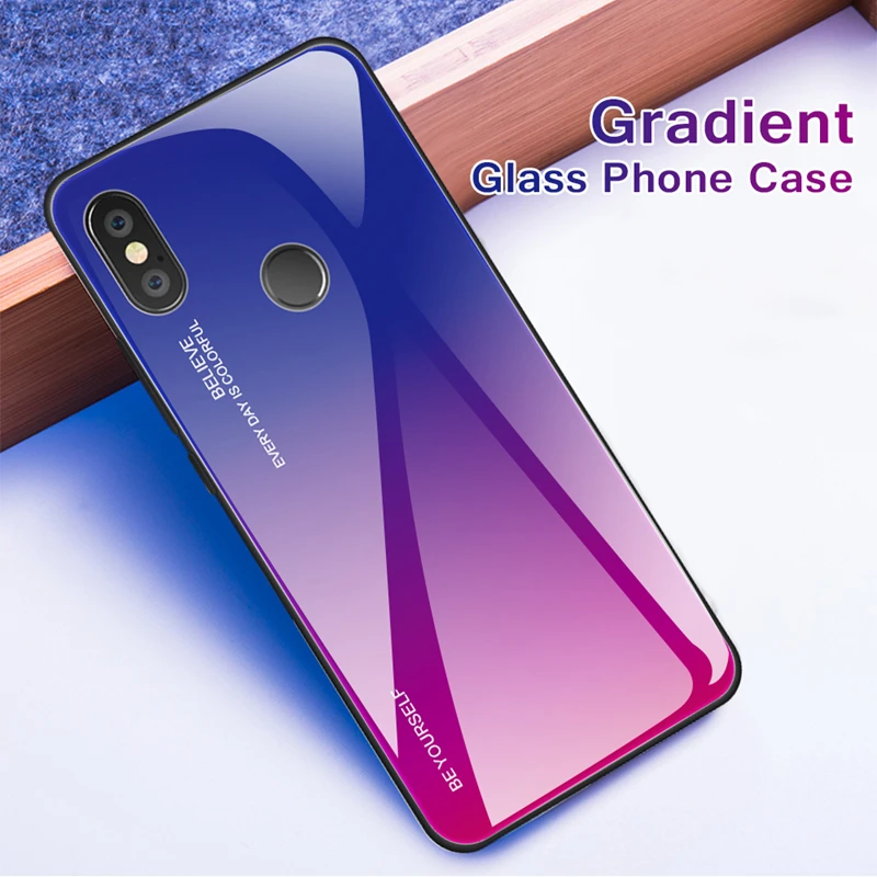 Роскошный градиентный чехол из закаленного стекла для Xiaomi RedMi 6A Note 6 Pro 6Pro чехлы