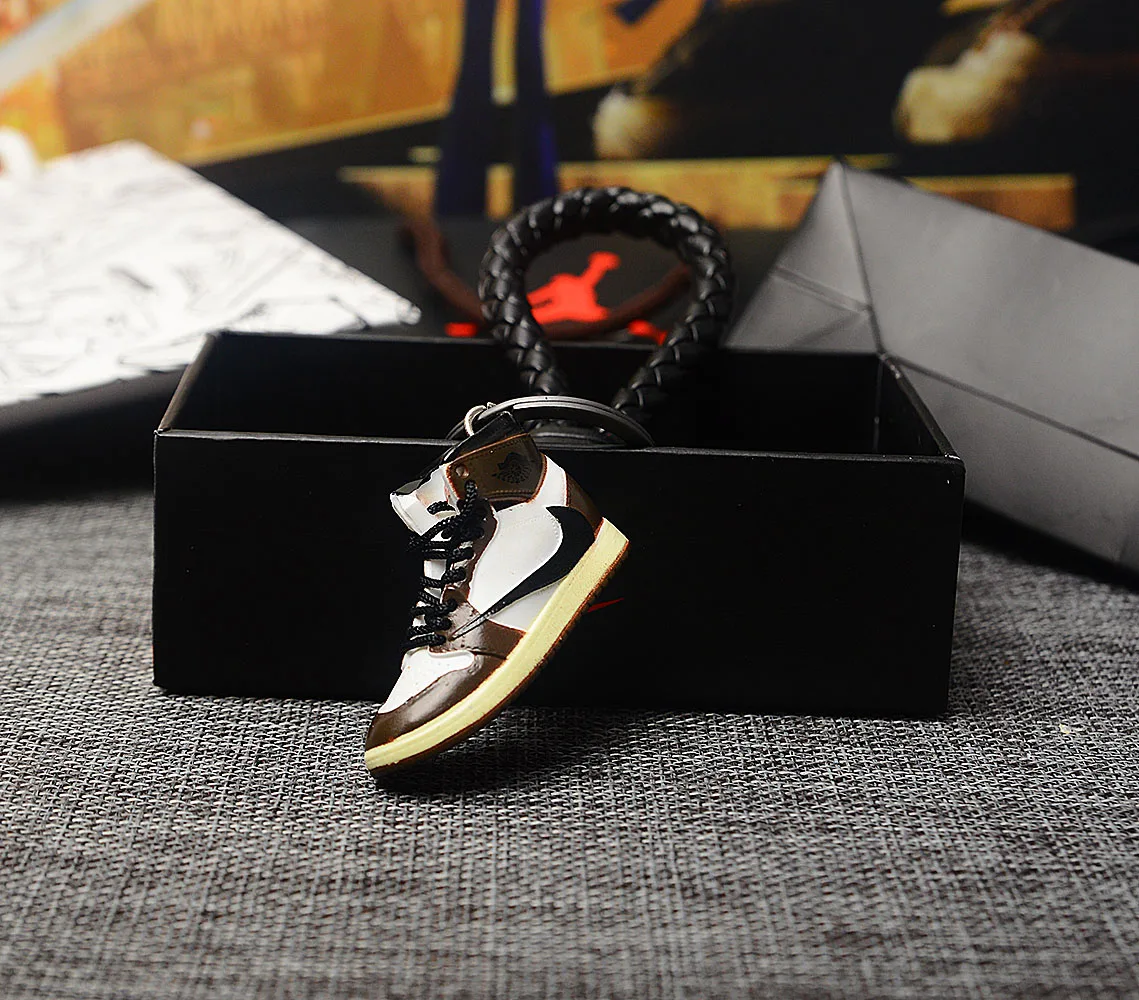 DIY Jordan Ретро OG Air Jordan 1 Черное кружево 3D брелок в виде кроссовка сумка коробка кулон пара Кукла аксессуар