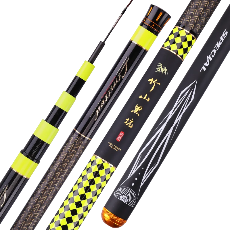 5.4m 6.3m 7.2m Taiwan Fishing Rod Black Fish Pole 19 Tonalty CarbonSuper-hard Sturgeon Fishing Rod Black Pit Fishing Canne Pesca