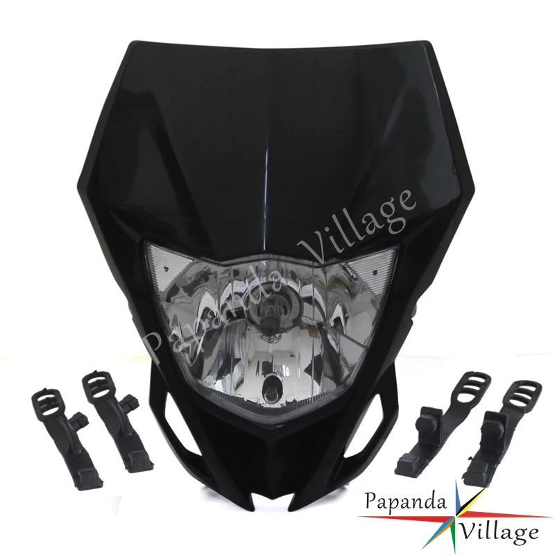 Черный 12V 35W Мотокросс Байк задний фонарь для Yamaha WR250F WR450F KAWASAKI KLX KX 250 450 2012- белый головной обтекатель - Цвет: Черный