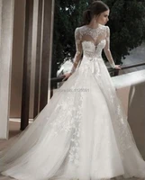 2022 new design lace hot sale 100 gurantee organza long wedding dress backless bridal gowns new vestido de noiva custom made