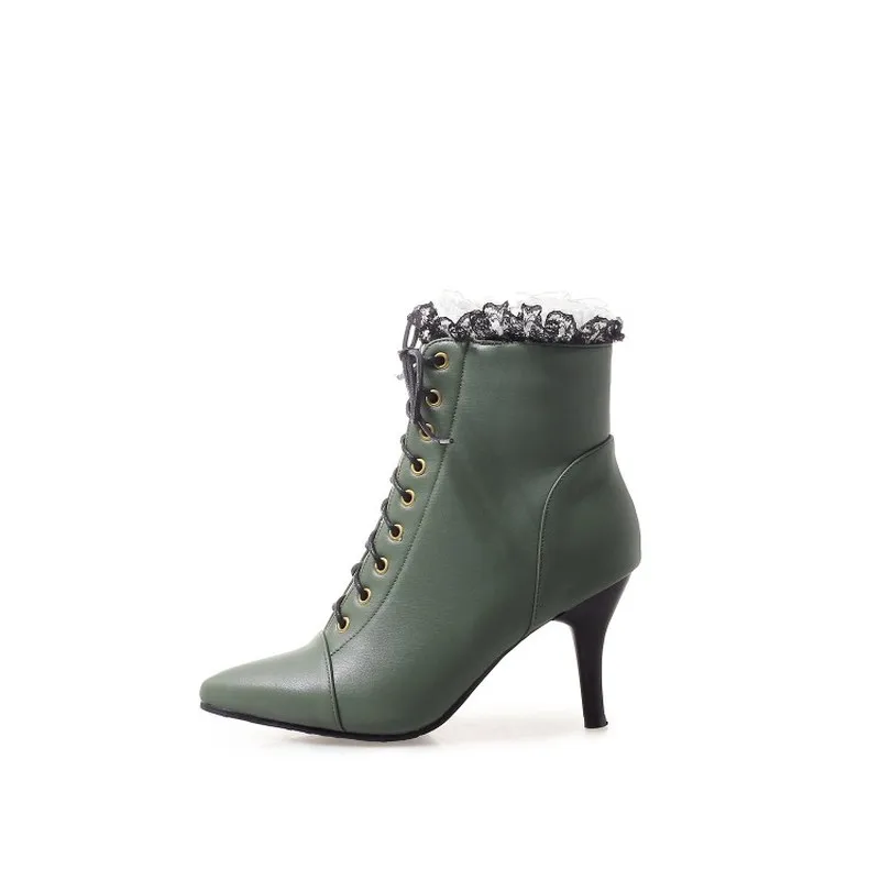 Женские ботинки Осень зима на высоком каблуке теплые из Pu искусственной кожи с