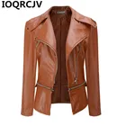 2019 весенние свободные штаны из искусственной кожи куртка для женщин на молнии Moto байкерская куртка косюм девушки осень женский одноцветное пальто размера плюс верхняя одежда R527