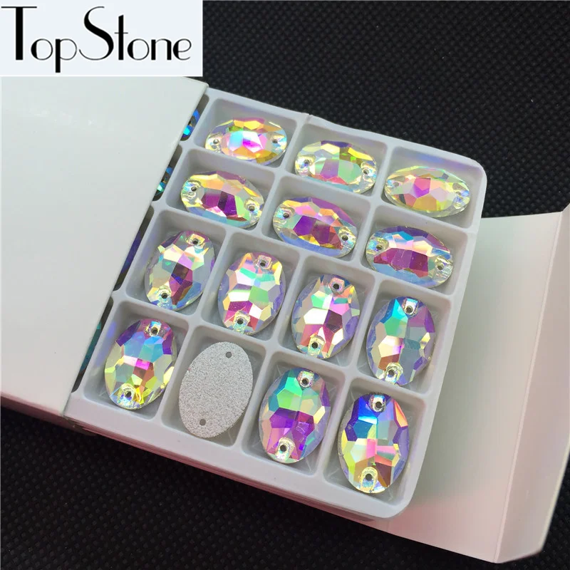 Высокое качество 13x18 мм Овальный пришитый камень кристально чистый AB цвет