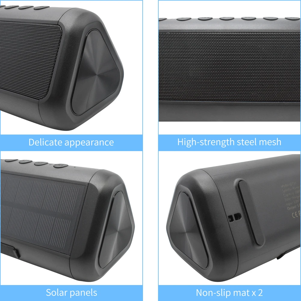 Bluetooth динамик водонепроницаемый портативный динамик s беспроводной мощный Солнечный стерео музыка громкий динамик Коробка AUX наружная колонка