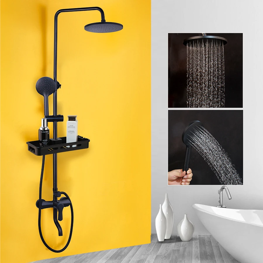 Shower A3 Monite матовый черный дождевой смеситель для душа, набор Однорычажный смеситель для ванны, смеситель для душа с полкой для хранения, смеситель для душа, водопроводный кран - Цвет: Shower A3