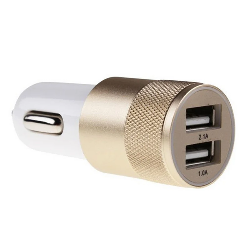 GEUMXL 12V 2.1A 1A алюминиевый 2 USB порта Автомобильное зарядное устройство для iPhone 5 6 plus