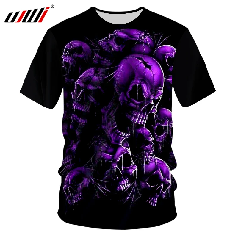 Мужская футболка UJWI с принтом в виде красных черепов и 3D летняя повседневная