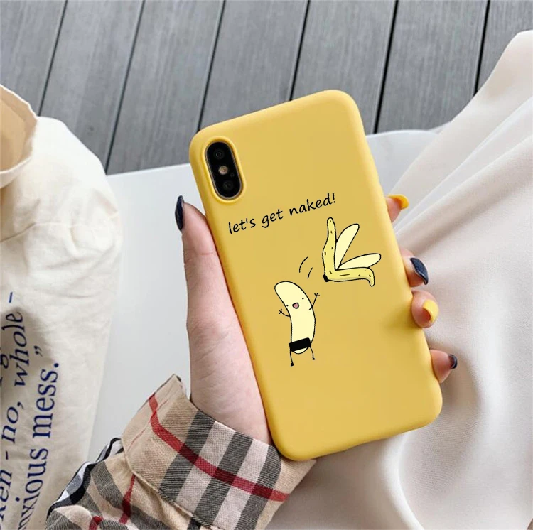 Мультяшный банановый чехол для телефона iPhone X 7 Plus XS Забавный Мягкий силиконовый