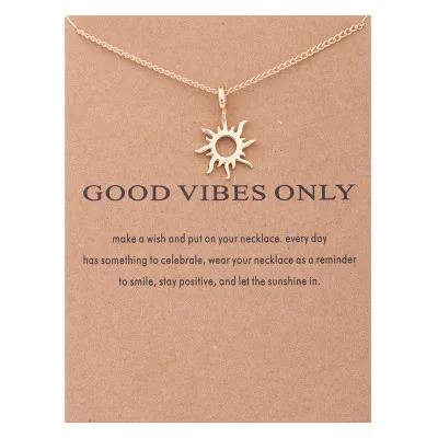 Модные золотые-Good Vibes Only солнца Цепочки и ожерелья s &amp Подвески для Для женщин