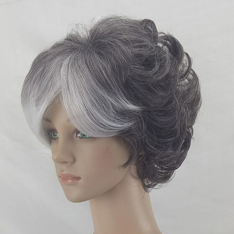 HAIRJOY Женские синтетические волосы Короткие слоистые кудрявые пушистые челки серебристо-серый парик 6 цветов