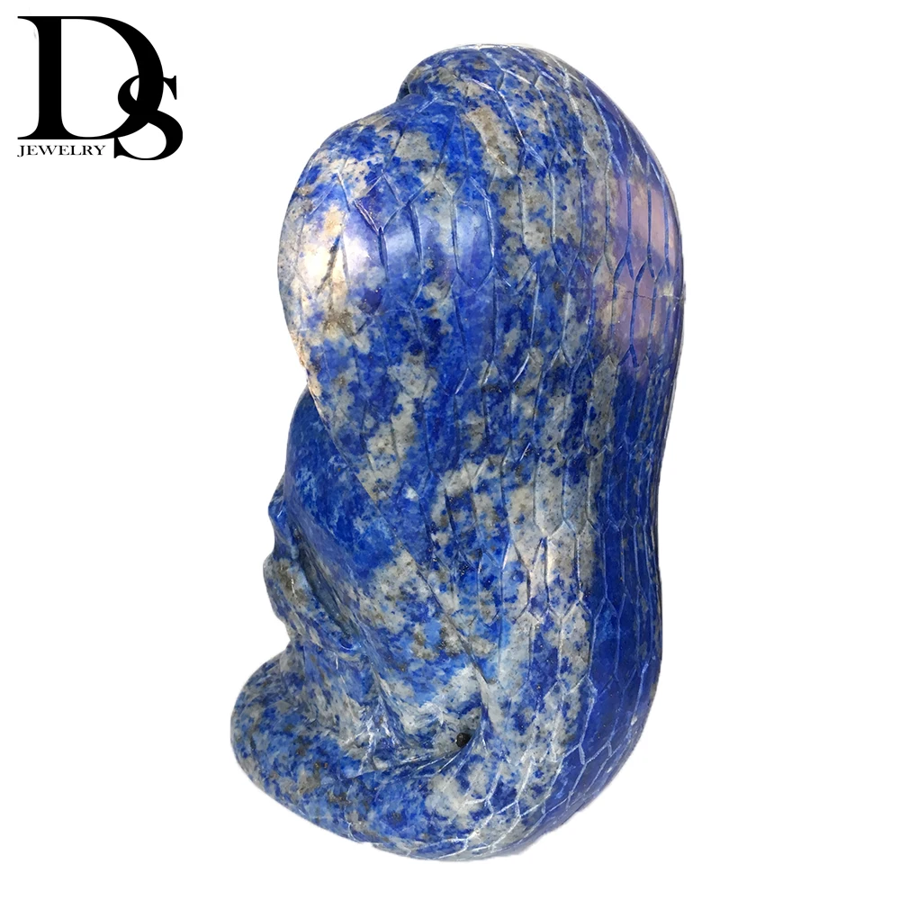 

New! Large Lapis lazuli Skull Wreathed Indian Cobra Dismountable Tongue Natural Quartz Supernatural Metaphysics Crafts