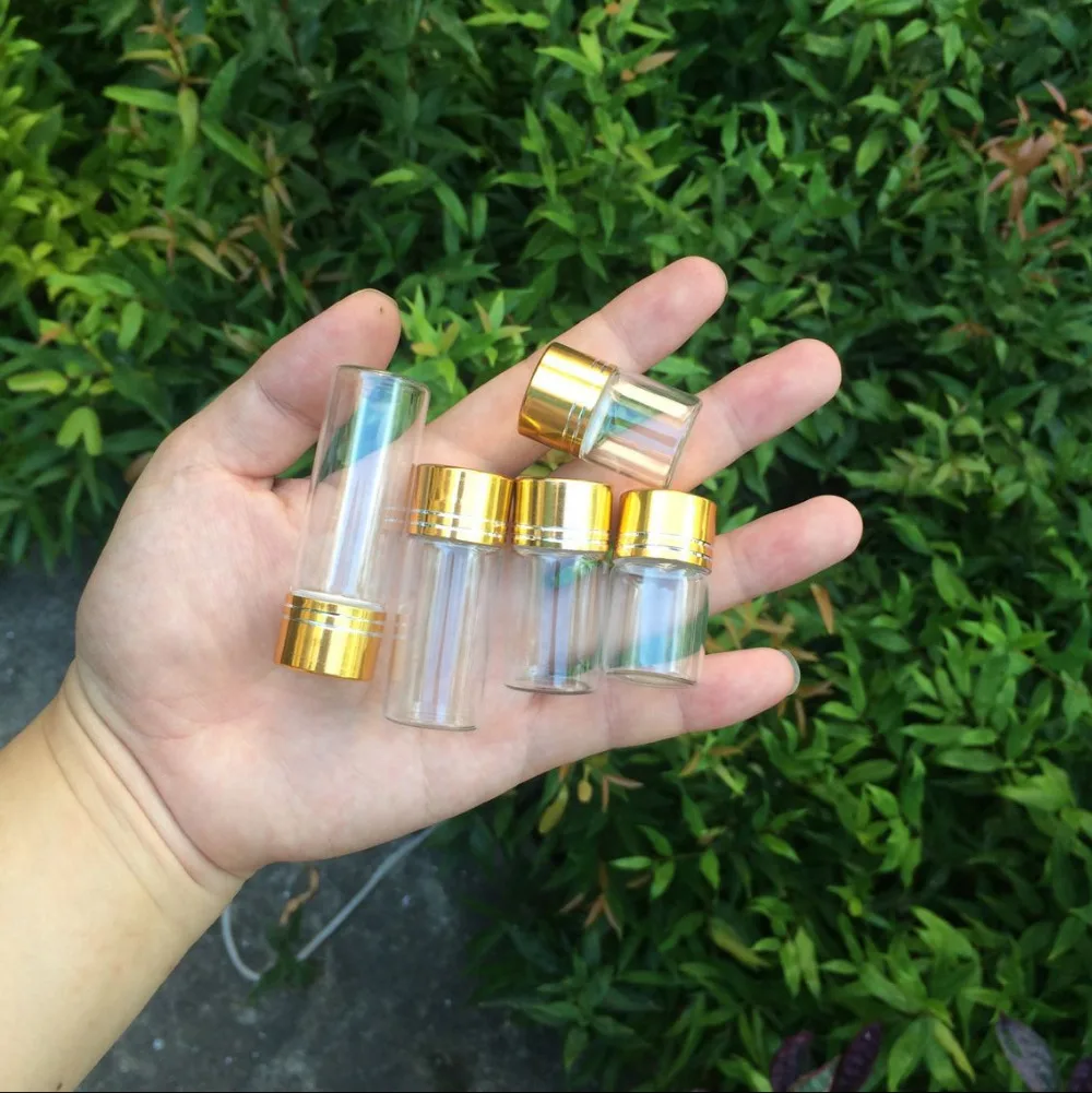 Jars Glass Bottles with Aluminium Gold Screw Caps Empty 5ml 6ml 7ml 10ml 14ml Crafts 100pcs Free Shipping | Дом и сад