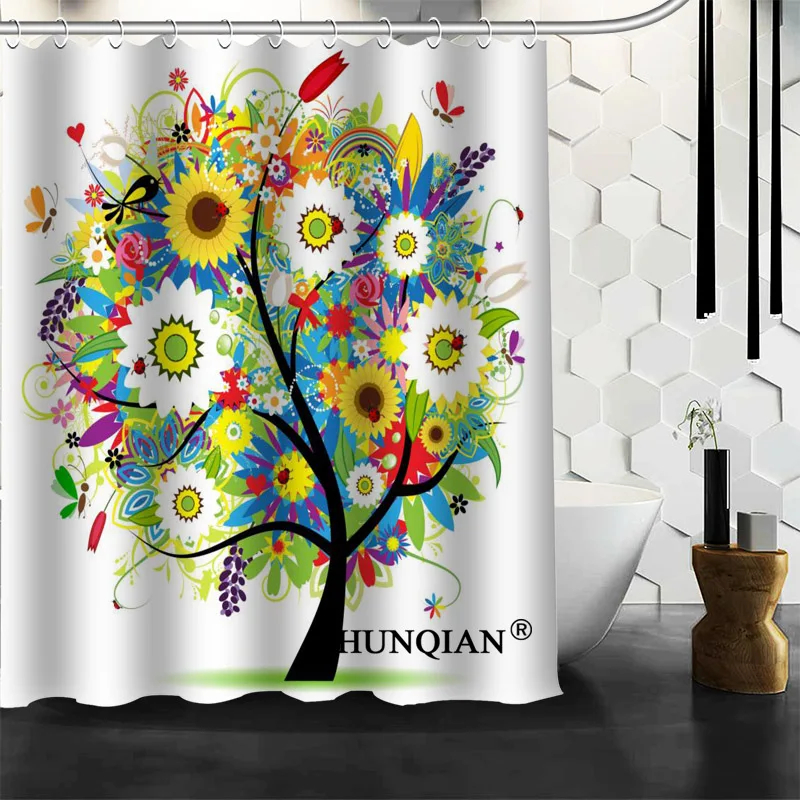 

New Arrival Tree Shower Curtain Polyester Fabric Printing Bathroom Curtain Waterproof Bathroom Products With Hook