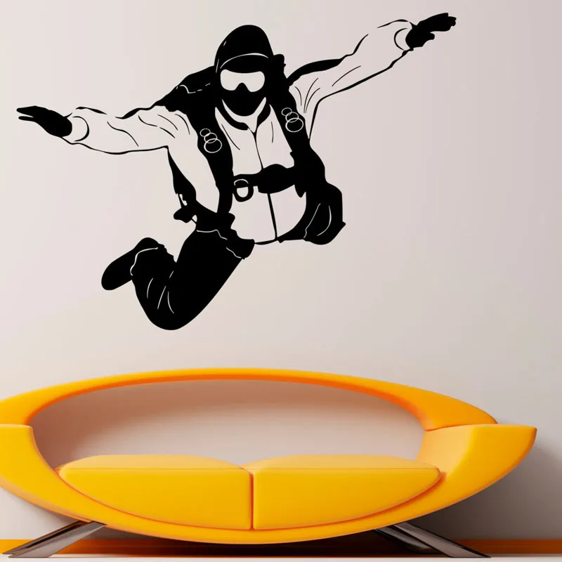 

ZOOYOO Skydiving Wall Decals Home Decor Removable Vinyl Wall Sticker Decal Parachute Jumping Self Adhesive