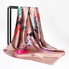 Женский брендовый дизайнерский шелковый шарф, шали с абстрактным цветочным узором и розами, квадратная бандана, 2018