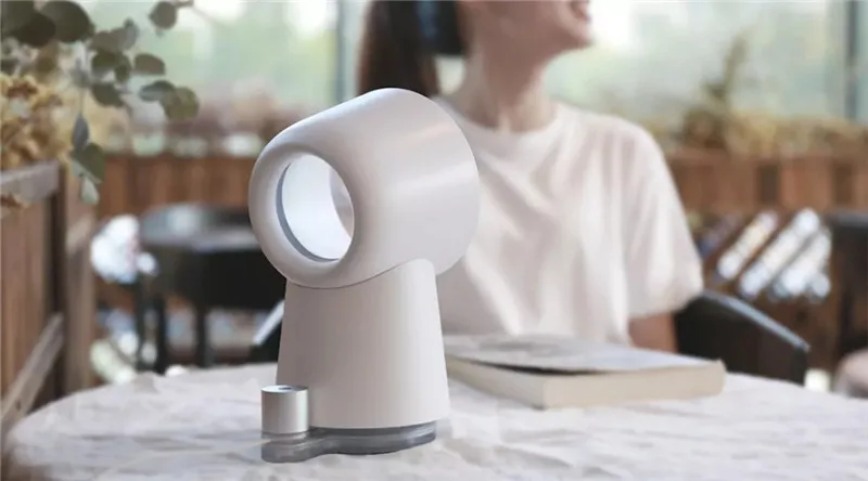 Newest Xiaomi Youpin HL 3 in 1 Mini Cooling Fan Bladeless Desktop Fan Mist Humidifier With LED Light White