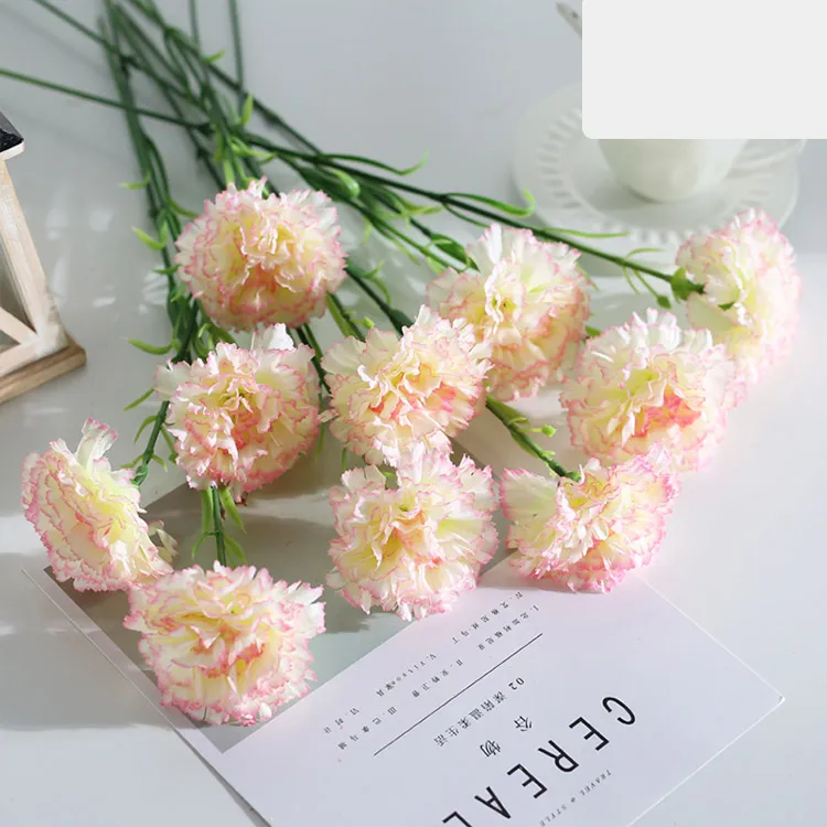 artificial flowers flower carnation silk branch wedding Bridal Bouquet Fall Vivid Fake Flowers For Wedding Home Decoration - Color: as the picuter