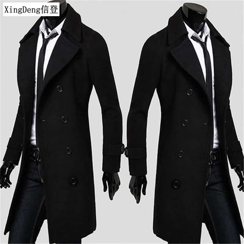 

XingDeng fashion Men Quality Cotton Jacket Brand Clothing Long Coat Top Overcoat winter long Coat Men Casual Warm Wind Coats 4XL