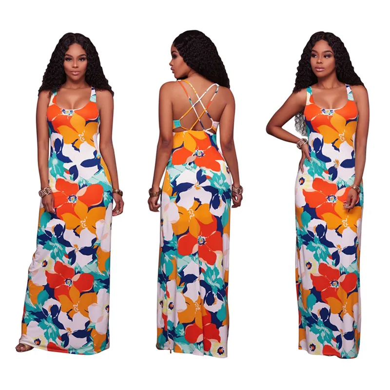 Pndodo 2017 Для женщин пикантные летние длинные платья макси без рукавов с плеча