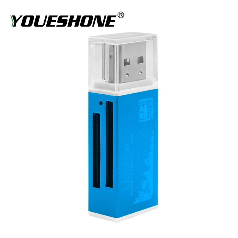 blue Мульти в 1 устройство для чтения карт памяти SD для Memory Stick Pro Duo Micro SD, TF, M2, MMC, SDHC MS карт-ридер разные цвета - Цвет: blue