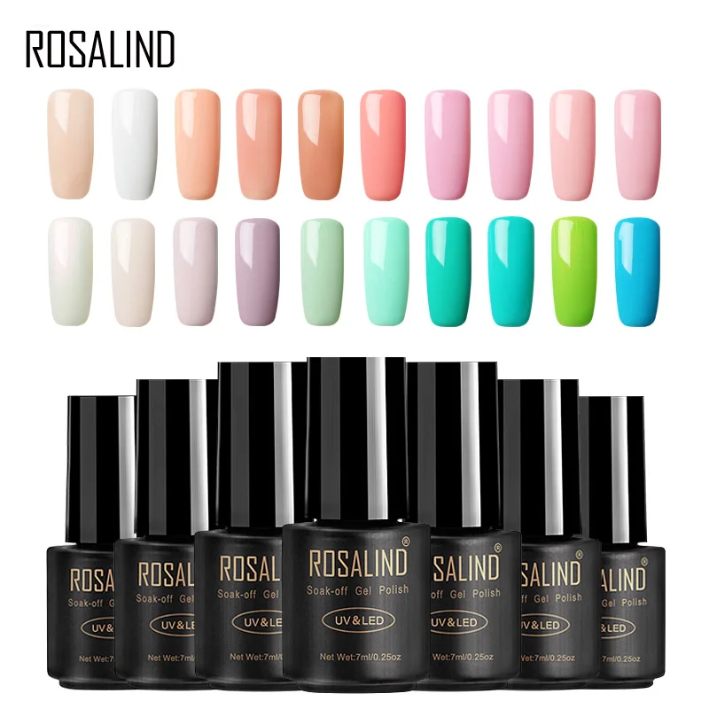 ROSALIND 1 шт., грунтовка для укрепления ногтей, чистый цвет, Гель-лак, замочить от белого цвета, основа и верхнее покрытие, лак, дизайн для маникюра