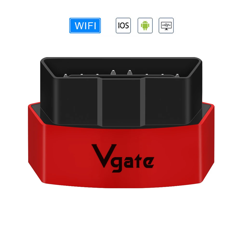 Vgate icar3 elm327 wifi OBD OBD2 сканер диагностики автомобиля OBDII кодовый считыватель для IOS/android elm 327 wi fi сканер automotriz - Цвет: Red