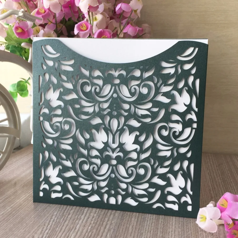 

30Pcs/Lot Chic Pocket Design Laser Cut Wedding Invitation Card Birthday Party Invitation Card Greeting Card