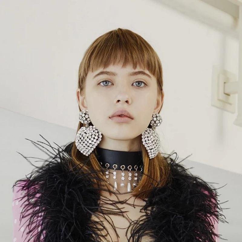 Новое поступление Bling горный хрусталь сердце женские серьги гвоздики в форме