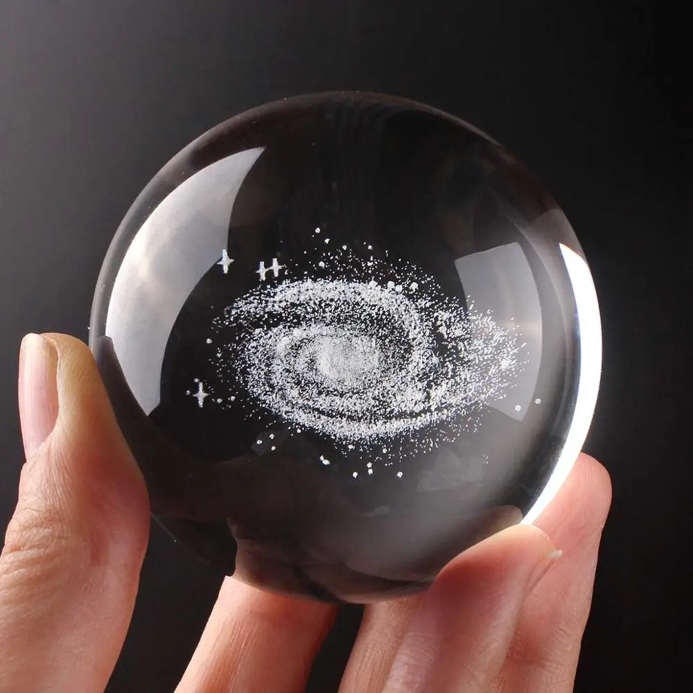 Only ball 60 мм стеклянный шар с 3D лазерной гравировкой galaxy хрустальный шар фэн-шуй Глобус аксессуары для украшения дома миниатюры подарки - Цвет: Only ball