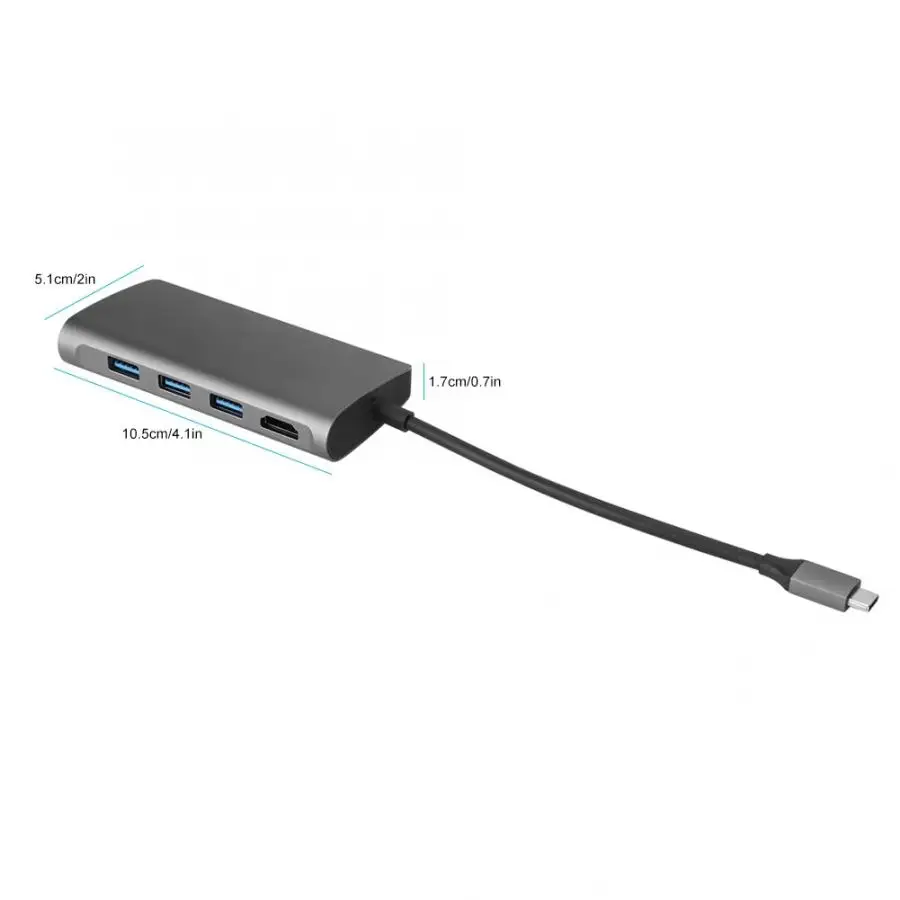8 в 1 Type-C к HDMI + LAN USB3.0 * 3 SD TF концентратор адаптер конвертер кабель |