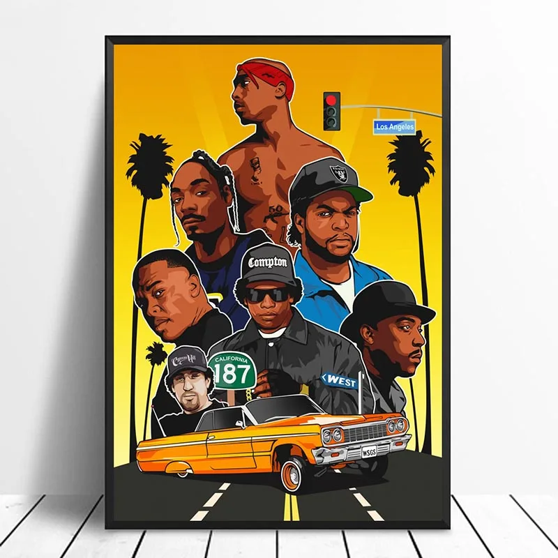 Музыкальный постер West Coast в стиле хип-хоп рэп-звезда настенная живопись картина