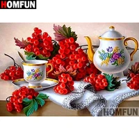 homfun full squareround drill 5d diy diamond painting flower teacup embroidery cross stitch 3d home decor a10561
